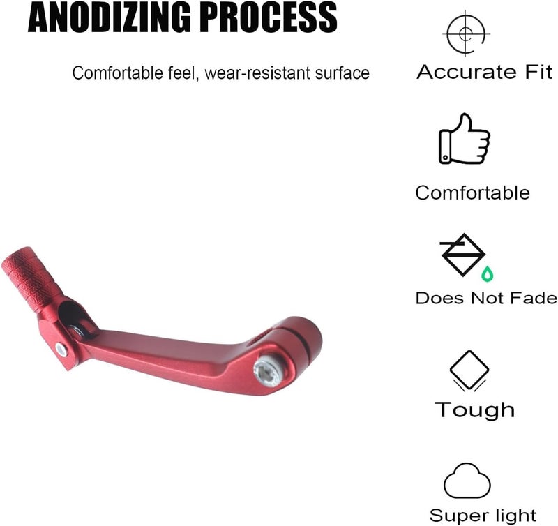 Adsspro Motorcycle CNC Aluminum Foot Pegs Rests Footpegs + Folding Gear Shifter Shift Lever for CRF150F 2003-2017 CRF230F 2003-2017 2019 Dirt Pit Bike (Red) - Image 5